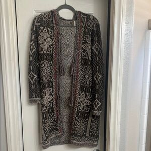 Free People Brown and Cream Cardigan Sweater
